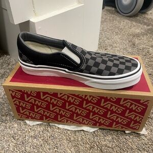 Vans Black and Gray Checkerboard Slip-Ons